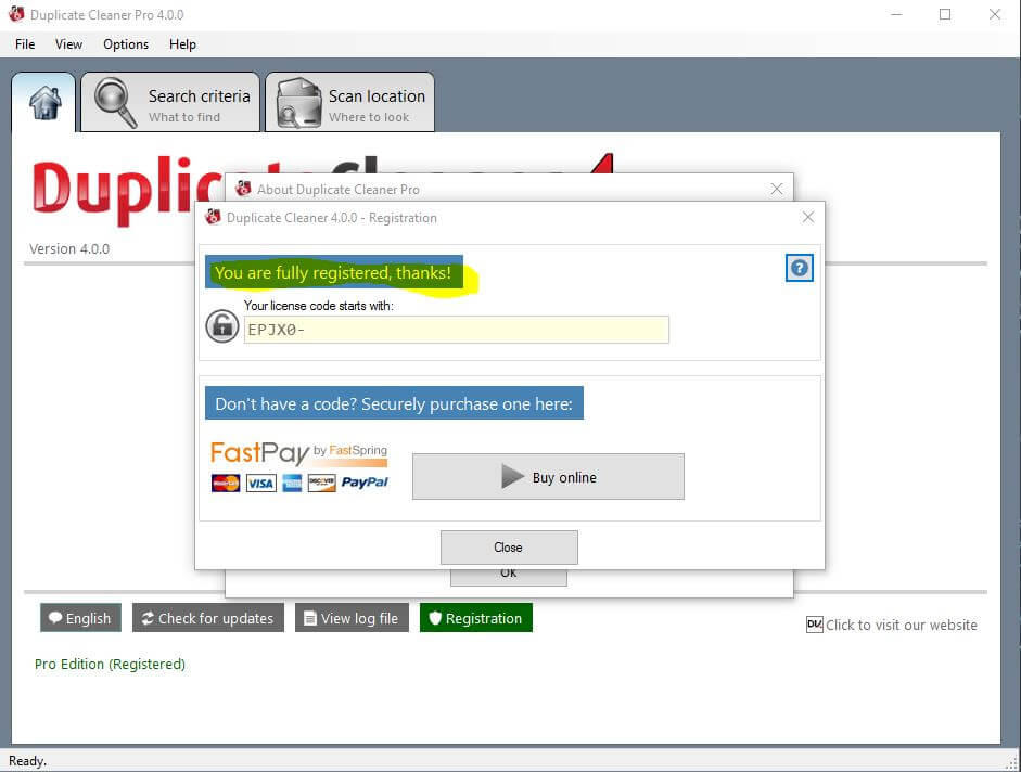 Duplicate cleaner pro License Key Screenshot